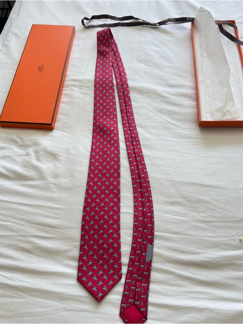 Hermes Silk Men's Tie in red with Poli pattern